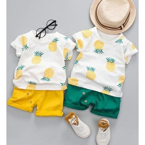 Boys' Clothing Sets Summer Clothes Fashion Cotton Set Printed Fruit Sports Suit for Boy T-Shirt + Shorts ChildrenS Clothing