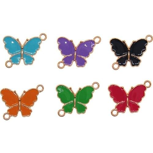Cute Enamel series Candy Color Butterfly Charms Pendant For Jewelry Making DIY Bracelet Earrings Necklace Girls Gift Findings