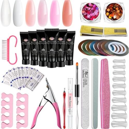 24pcs Acrylic Nail Extension UV LED Gel Kit Nail Brush File Form Slip Solution Nail Art Tools Builder Hybrid Gel Nail Polish