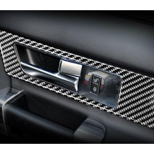 Genuine Carbon Fiber Car Inner Door Handle Bar Frame Decorative Cover Stickers For Land Rover Discovery 4 2010-2016