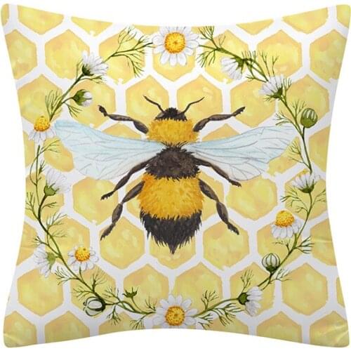 Bee Insect Pattern Pillow Cover American Rural Home Decoration By Pillowcase Sofa Cushion Cover Car Seat Pillowslip