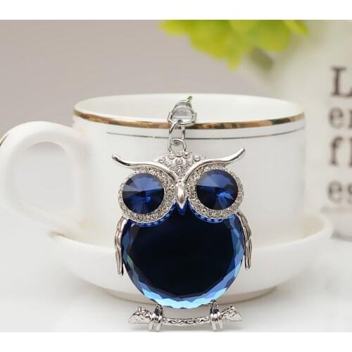 New Cute Creative Gift Rhinestone Cute Owl Car Keychain Cartoon Bag Rhinestone Key Chain Pendant