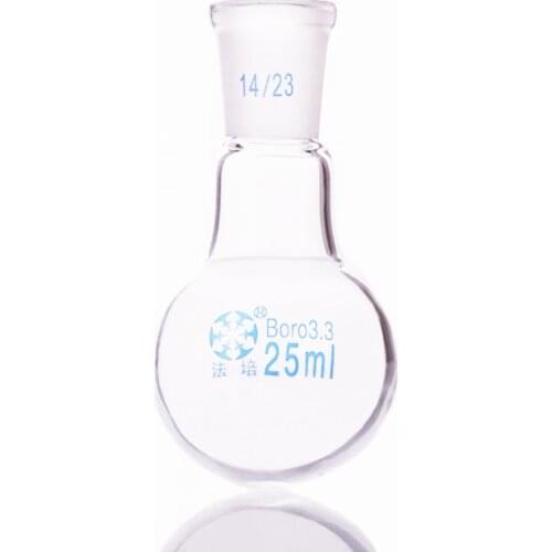 Single standard mouth round-bottomed flask,Capacity 25ml and joint 14/23,Single neck round flask