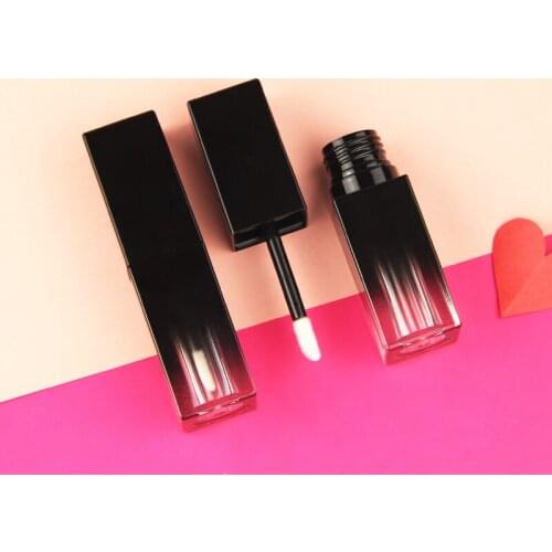 Wholesale Empty Custom Private Label Liquid Lipstick Container Lip Gloss Wand Tube Square Packaging Fade Black