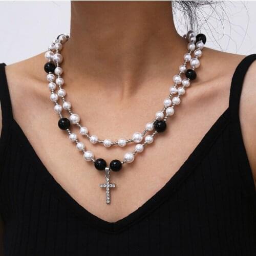 Moana Collares Kolye Accessories National Wind Restoring Ancient Ways Multilayer Pearl Sautoir Contracted Cross Micro Necklace