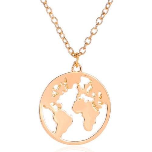 World Map Necklace Globetrotter Gold Map Pendant World Choker Map Necklaces&Pendants Dainty Pendants For Women New