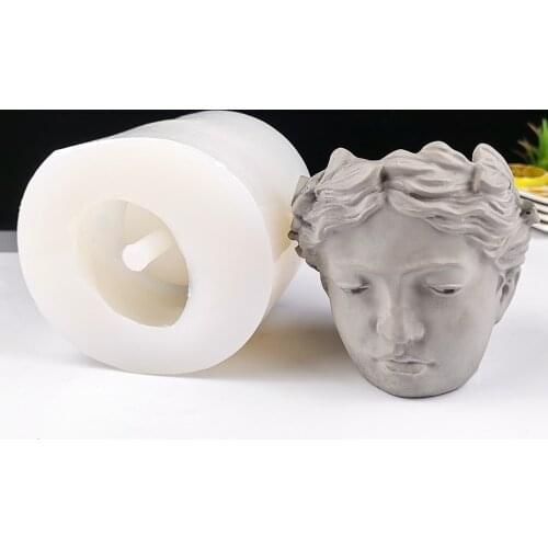 Creative Concrete Human Face Planter Mold Cement Planter Mould Handmade Silicone Plaster Crafts for Garden Decoration