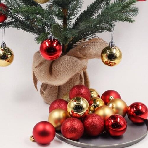 24pcs 30mm Plastic Christmas Glitter Hanging Baubles Balls Decorate Xmas Tree Winter Theme New Year Party Home Decoration Gift