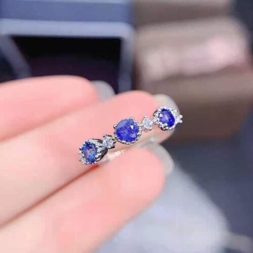 Natural Sri Lanka Sapphire Gemstone Ring S925 Sterling Silver Fine Fashion Charming Luxury Weddings Jewelry for Women MeiBaPJFS