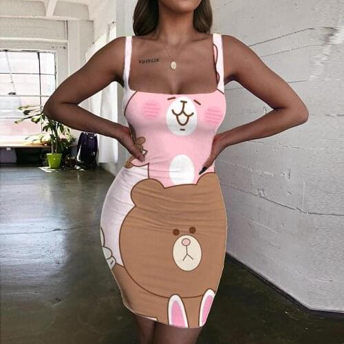 Giyu Brand Rabbit Dresses Women Animal Bodycon Dress Lovely Halter Sleeveless Home 3d Print Womens Clothing Mini Evening Beach