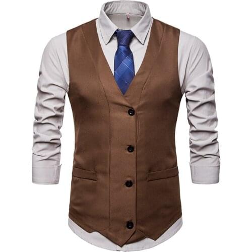 New fashion Men Brand Suit Vest Single-breasted vest Men Jacket Sleeveless Vintage solid Vests Fashion plus Size Waistcoat