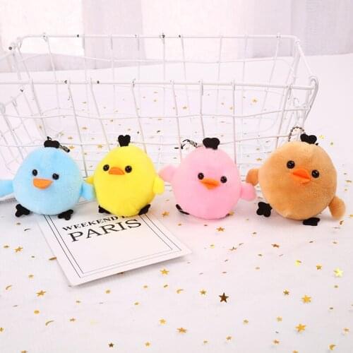 10PCS 6cm Chick Round Decoration Wedding Sweet Bag Plush Mini Pendant Keychain Doll Ring Toy