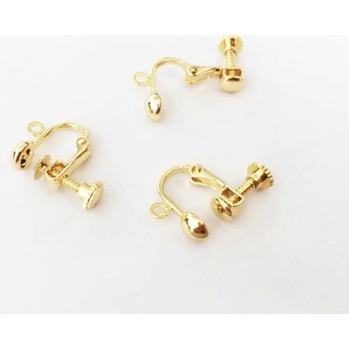 Gold color plated ear clip buckle light gold Earrings Hooks for making jewelry earring accessories 14*11mm 1pair
