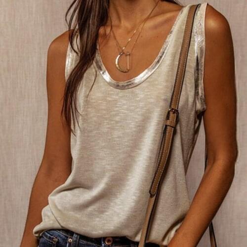 2021 New Harajuku Sleeveless Tank Tops Women Summer Clothes Casual Loose Round Neck Color-block Tee Shirt Lady Blouse Women