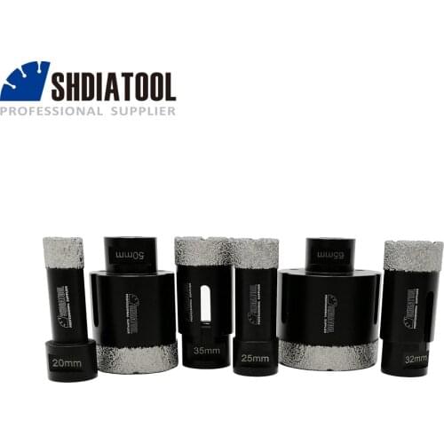 SHDIATOOL 1pc M14 Thread Vacuum Brazed Diamond Dry Drilling Core Bit Drilling Bit 75mm Length Hole Saw For Porcelain Tile Stone