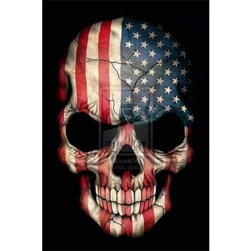 5D DIY Diamond Painting Skull America flag Full Square Round Drill diamond Embroidery Cross Stitch rhinestone Mosaic decor gift