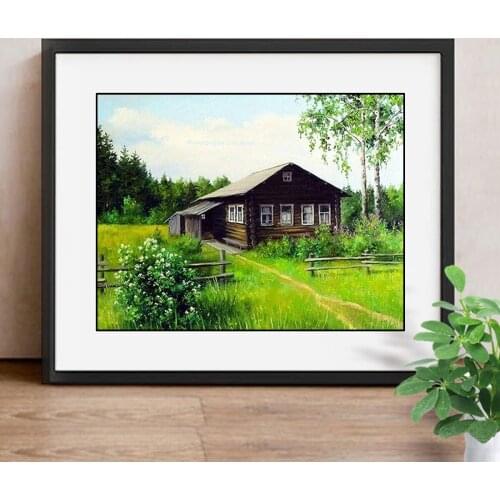 5D DIY Diamond Painting Landscape Mosaic Diamond Embroidery Wood House Home Decoration Full Square Picture Of Rhinestone