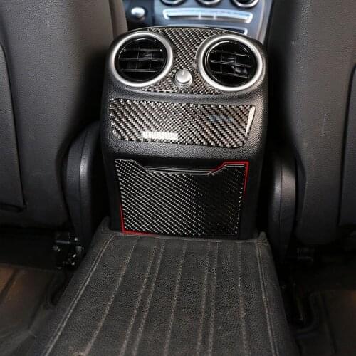 Car Accessories Rear ashtray Anti-Kick Panel Carbon Fiber 3D Interior Sticker For Mercedes Benz C Class W205 C180 2016-2019