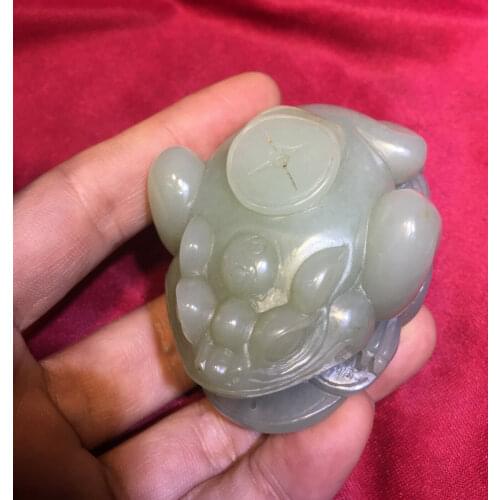 Big Treasure Chinese Vintage Hetian Jade Powerful Wealth God Hoptoad Totem Amulet Carving LzK Timestown 20201126A