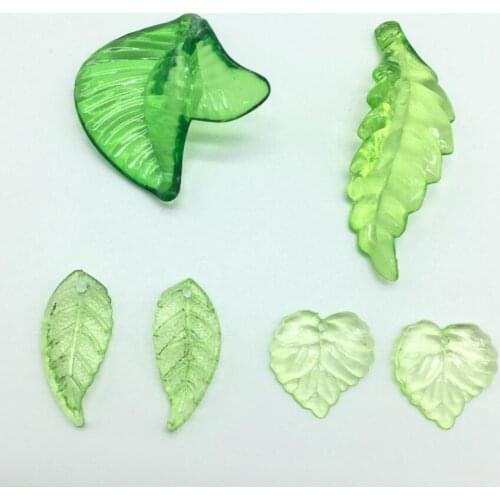 Fashion Green Color Acrylic Leaf Beads Handmade DIY Loose Bead For Jewelry Making 32x34mm/42x15mm/10x22mm/16x15mm y1033