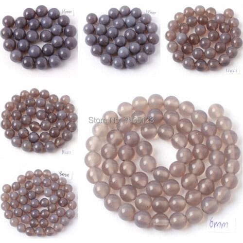 High Quality Natural Round Gray Agates Onyx 4/6/8/10/12/14/16mm Loose Beads Strand 15 Inch DIY Creative Jewellery Making wj57