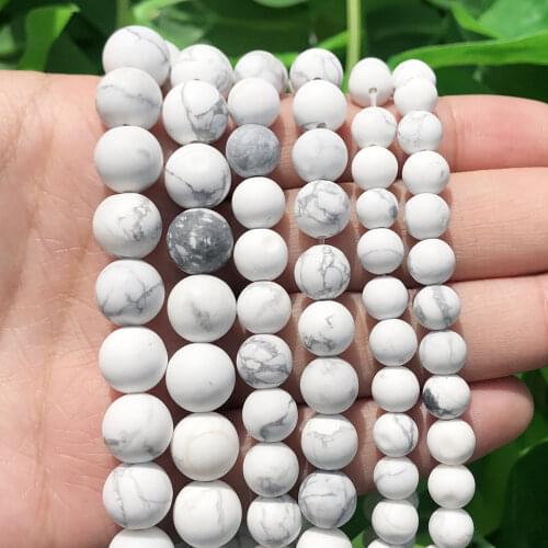 4/6/8/10mm Second Generation Matte White Turquoises Howlite Beads for Jewelry Bracelet Making Round Loose Beads Strand 15inche