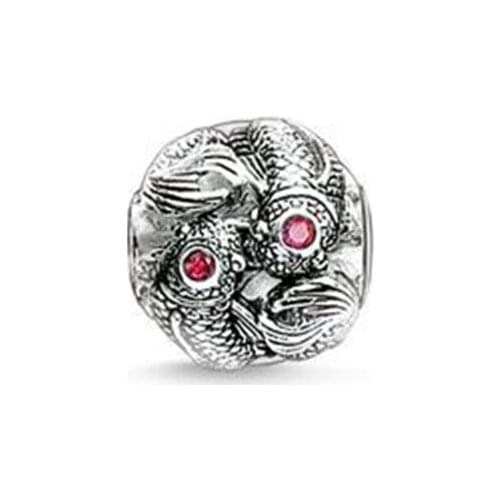 Red Eye Fish Koi Karma Beads, Thomas Style DIY Beads 925 Sterling Silver Ts Jewelry Making Fit Bracelets Necklaces for Women Men