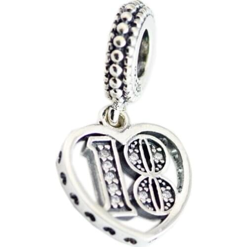 CKK 18 Years of Love Charms 925 Original Fit Pandora Bracelets Sterling Silver Charm Beads for Jewelry Making Women