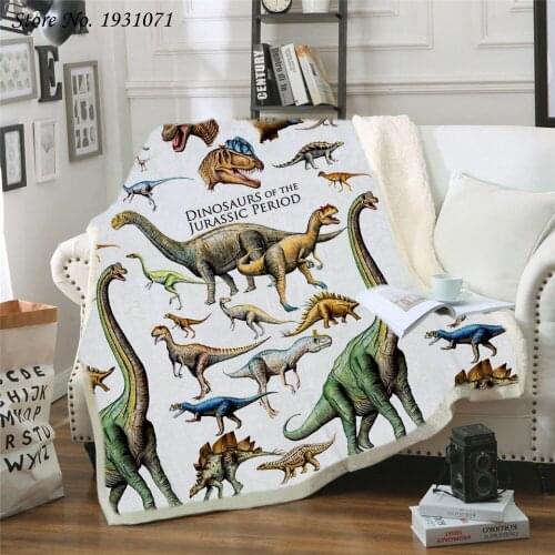 Cute Dinosaur 3D Printed Fleece Blanket for Beds Thick Quilt Fashion Bedspread Sherpa Throw Blanket Adults Kids 03