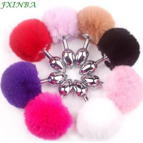 FXINBA Stainless Steel Rabbit Tail Anal Plug Flirt Bunny Tail Butt Plug Sex Toys for Women Man Couple Adult Products Sexy Shop