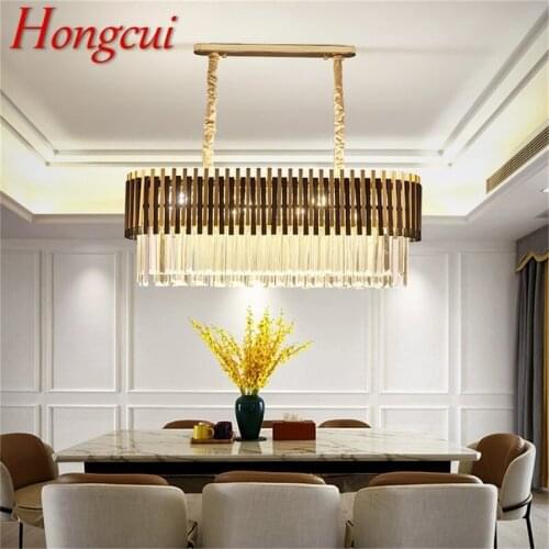 Hongcui Postmodern Black Oval Chandelier Fixtures Crystal Pendant Lamp Luxury Light Home LED for Living Dining Room