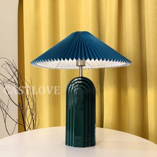 Nordic Ceramic Led Table Lamps Retro Fold Umbrella Desk Lamp Living Room Dining Home Decor Reading Lamp Bedroom Bedside Lights
