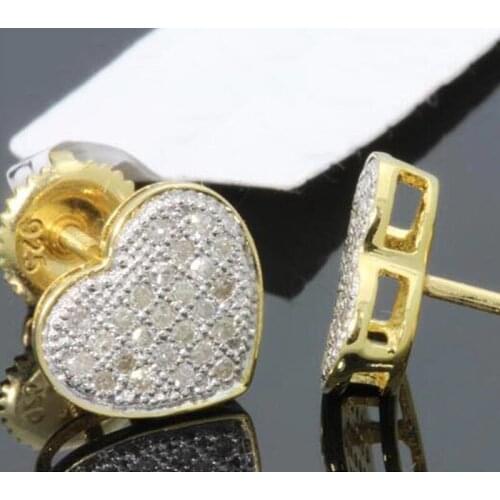 Classic Crystal Heart Stud Earrings Full Bling Bling Cubic Zircon Stud Earrings for Women Jewelry Wedding Party Girls Gifts