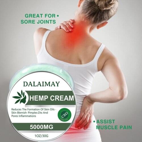 1pcs 30g Hemp Cream Moisturizing Skin Care Pain Relief Cream 5000mg for Body Massage Neck Pain