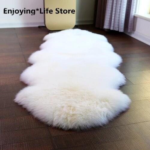 100% GENUINE & THICK WOOL Sheepskin Pelt Rug Shaggy Area Rug for Living Room Sheep Skin Furry Rug for Home Decor Fluffy Mat