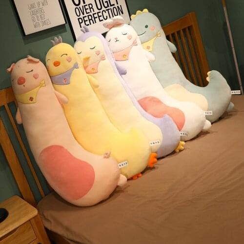 Creative Cute Penguin Dinosaur Rabbit Plush Pillow Kawaii Yellow Chicken Pig Plush Toy Bed Pillow Decoration Birthday Gift