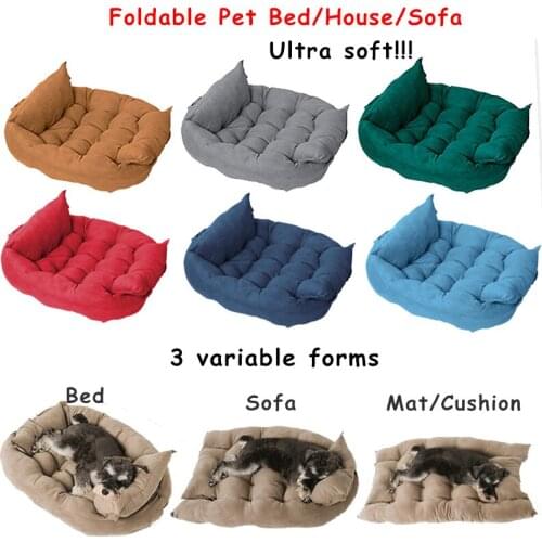 Large Dog Bed Foldable Pet Bed House Multi-functional Breathable Cat Kennel Cotton Cushion Mats Cozy Tent Bed for Medium Dog Cat
