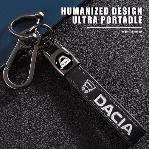 Metal Leather Car Keychain Key Rings Anti-Lost Pendant Accessories For Dacia Duster Logan Sandero Lodgy Dokker Stepway Mcv 2