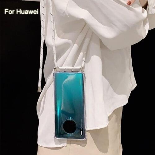 TPU Airbag Soft Rope Lanyard Phone Case For Huawei Honor 30S P40 LITE NOVA 5i V30 MATE 30 9X PRO NOVA 6 SE Crossbody Strap Case