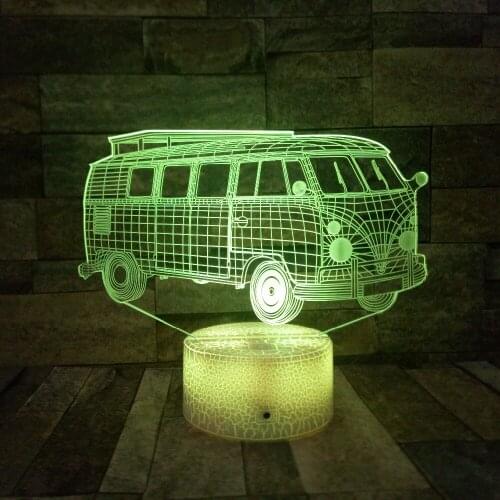 3d Visual Illusion Camping Bus Night Light 7 Color Light Base Touch USB Table Lamp Bluetooth speakers Lamp Holiday Gift Dropship