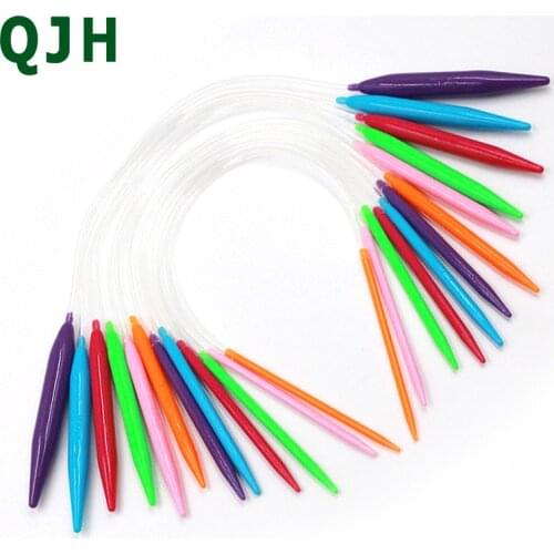 New Multi-color Length 40cm 12Pcs/set 3.5-12mm Plastic ABS Knitting Needles Crafts Yarn tool Sets Round tube Knitting needle