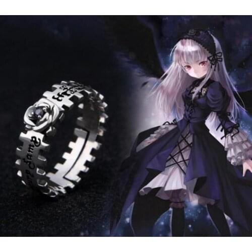 New Anime Rozen Maiden 925 Sterling Silver Rose Ring Mercury Lamp Sui gin tou Cosplay Gift Jewelry Props Gift Punk Gothic Style