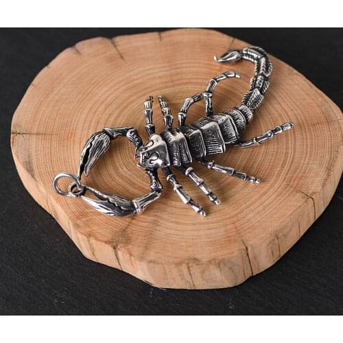 Real 925 Sterling Silver Scorpion Animal Pendants for Men Vintage Thai Silver Pendant Jewelry Accessories No Chain Free Shipping