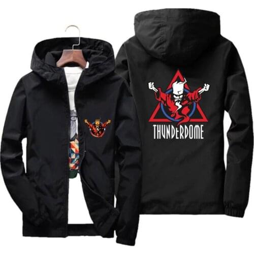 Casual Hooded Thunderdome Hardcore Mens Jacket Windproof Thin Windbreaker Casual Streetwear Sports Outdoor Coats Oversized 6XL