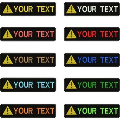 Warning Sign Logo 10X2.5cm Embroidery Custom Name Text Patch Stripes badge Iron On Or Velcro Backing Patches For Clothes