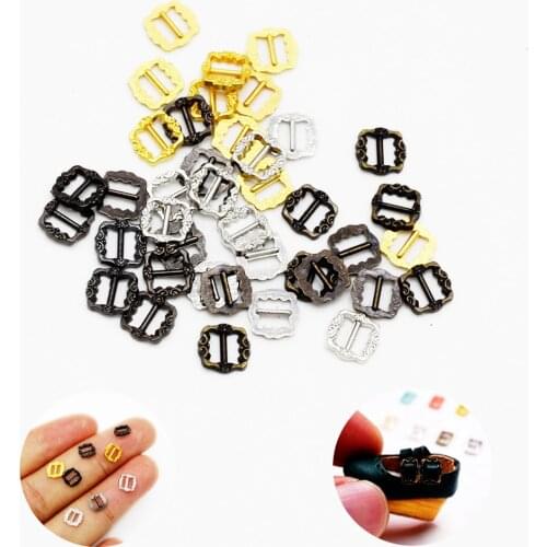 20Pcs Tiny Tri-glide Belt Buckles for DIY 1/12 Dolls Clothes Bag Vintage Pattern Buckle Doll Button Shoes Clothing Accessories