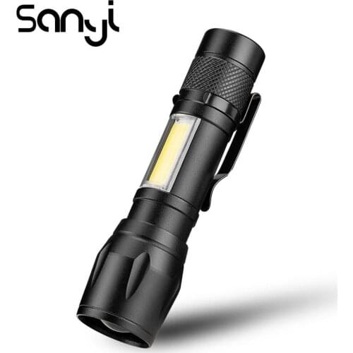 SANYI 3 Modes Flashlight Torch XPE+COB Portable Lantern Camping Light Hunting Lamp Lighting for Outdoor Power by: 1 x AA battery