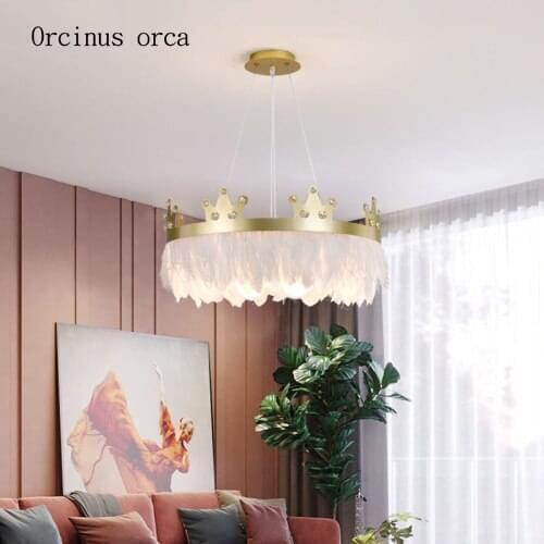 Nordic bedroom feather chandelier postmodern simple restaurant net red wedding room Princess childrens room creative lighting