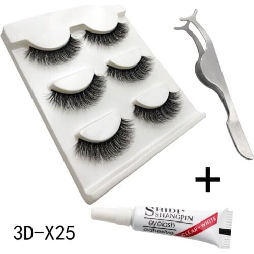 3d False Eyelashes Set Hand-made Thick Soft Hair And Chemical Fiber Eye Lashes Tweezers Small Glue Suit Makeup Set TSLM1
