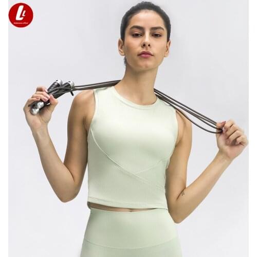 RIBBED Workout Yoga Gym Crop Top Vest Women Push Up Padded Fitness Training Sports Bras Top with Removable Chest Pads